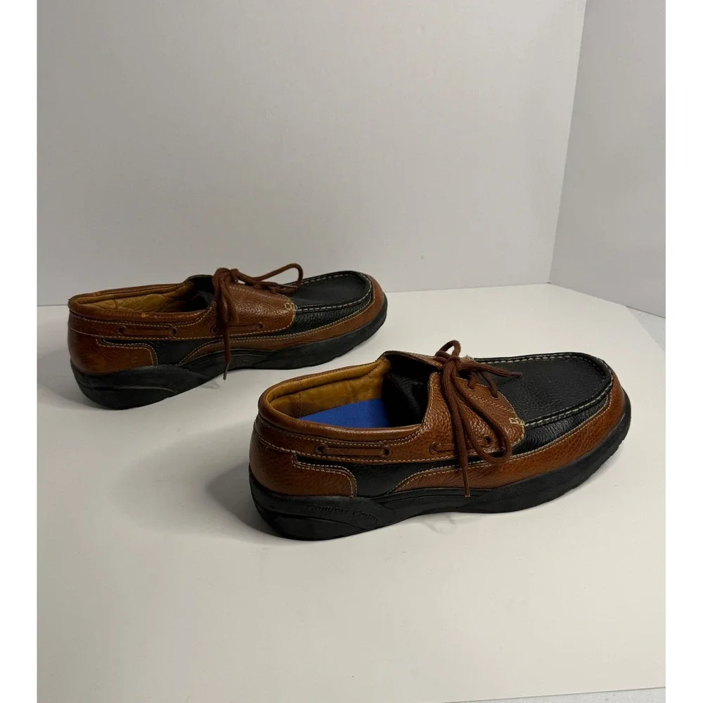 Dr. Comfort Patrick Mens Boat Shoes Brown Black Leather Orthopedic 13W 8560